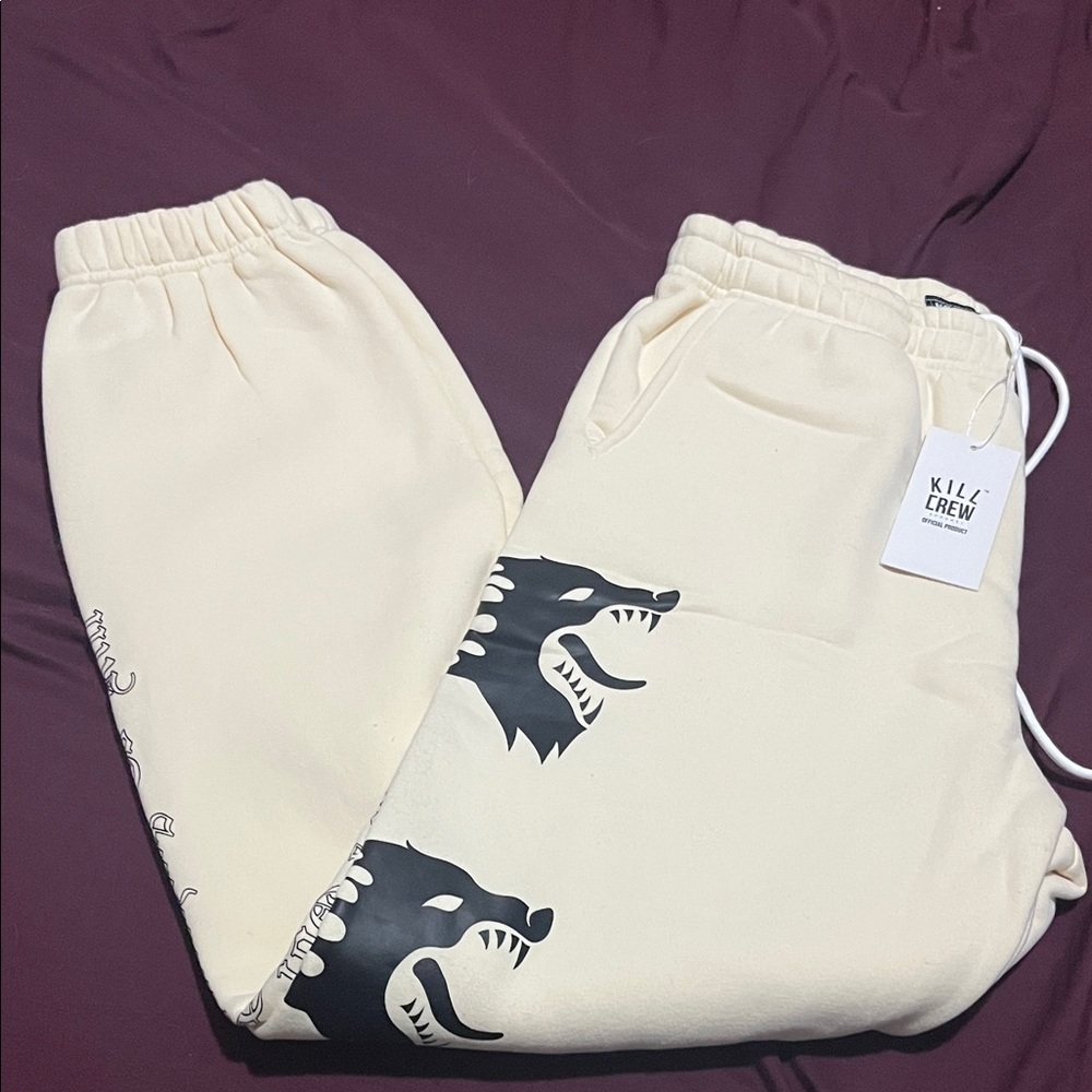 Kill Crew Joggers with Black Wolf Motif NWT
